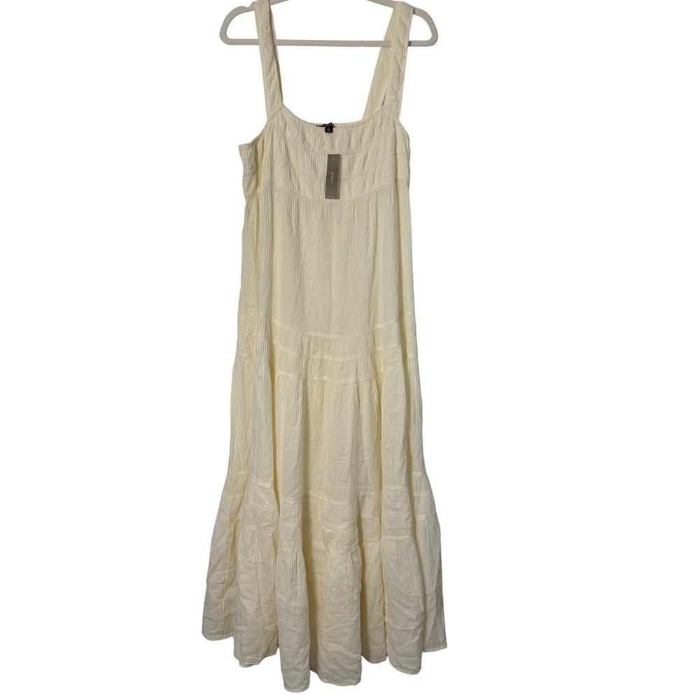 J. Crew Airy Gauze Tiered Maxi Dress NEW Size M Yellow Cotton Textured Stripe